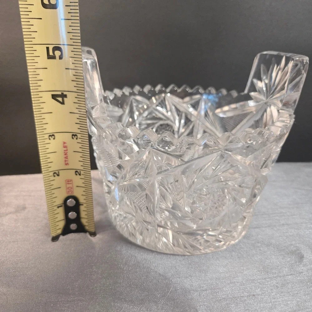 Antique ABP American Brilliant Cut‎ Glass Tab Handled Ice Bucket